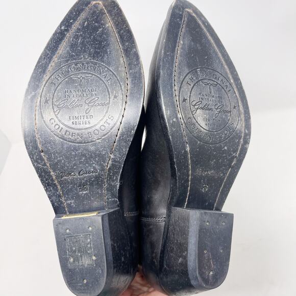 Golden Goose Womens 38 Black Wish Star Western Boot Yellow Sky Embroidery Italy - Picture 13 of 16